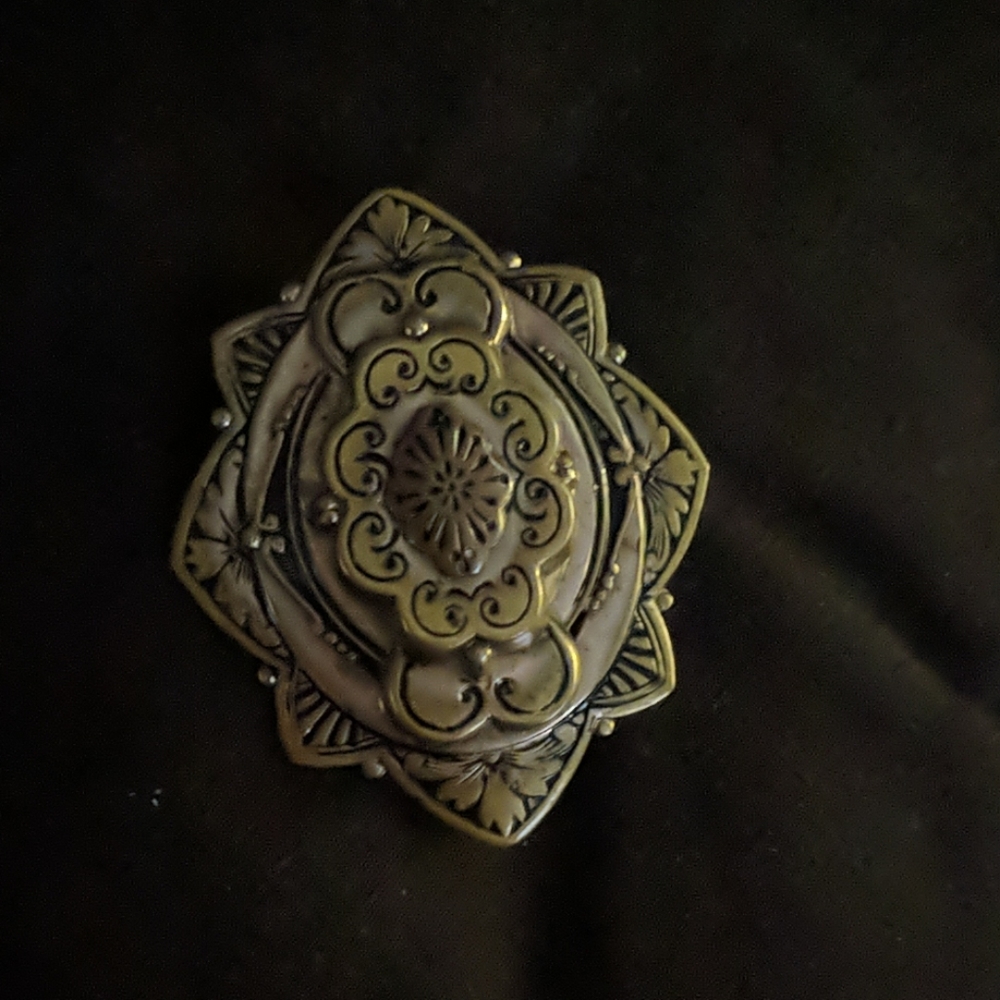 Vintage Etched Brooch